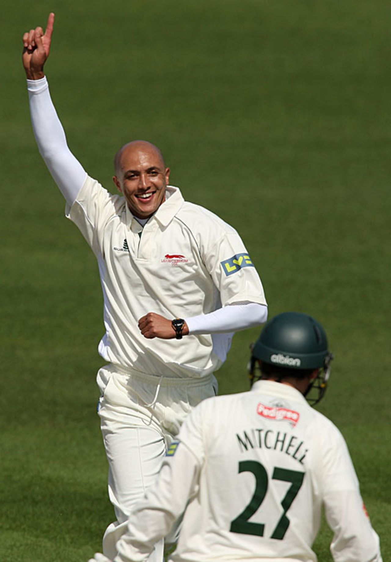 Garnett Kruger celebrates the wicket of Daryl Mitchell, Worcestershire v Leicestershire, Worcester, April 23 2008