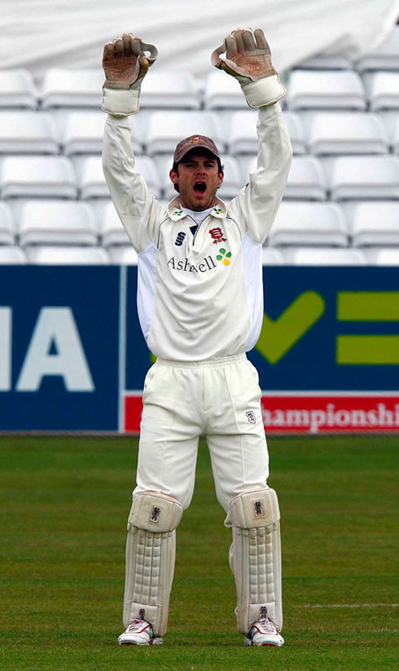 James Foster appeals during Essex's opening Championship fixture against Northants at Chelmsford