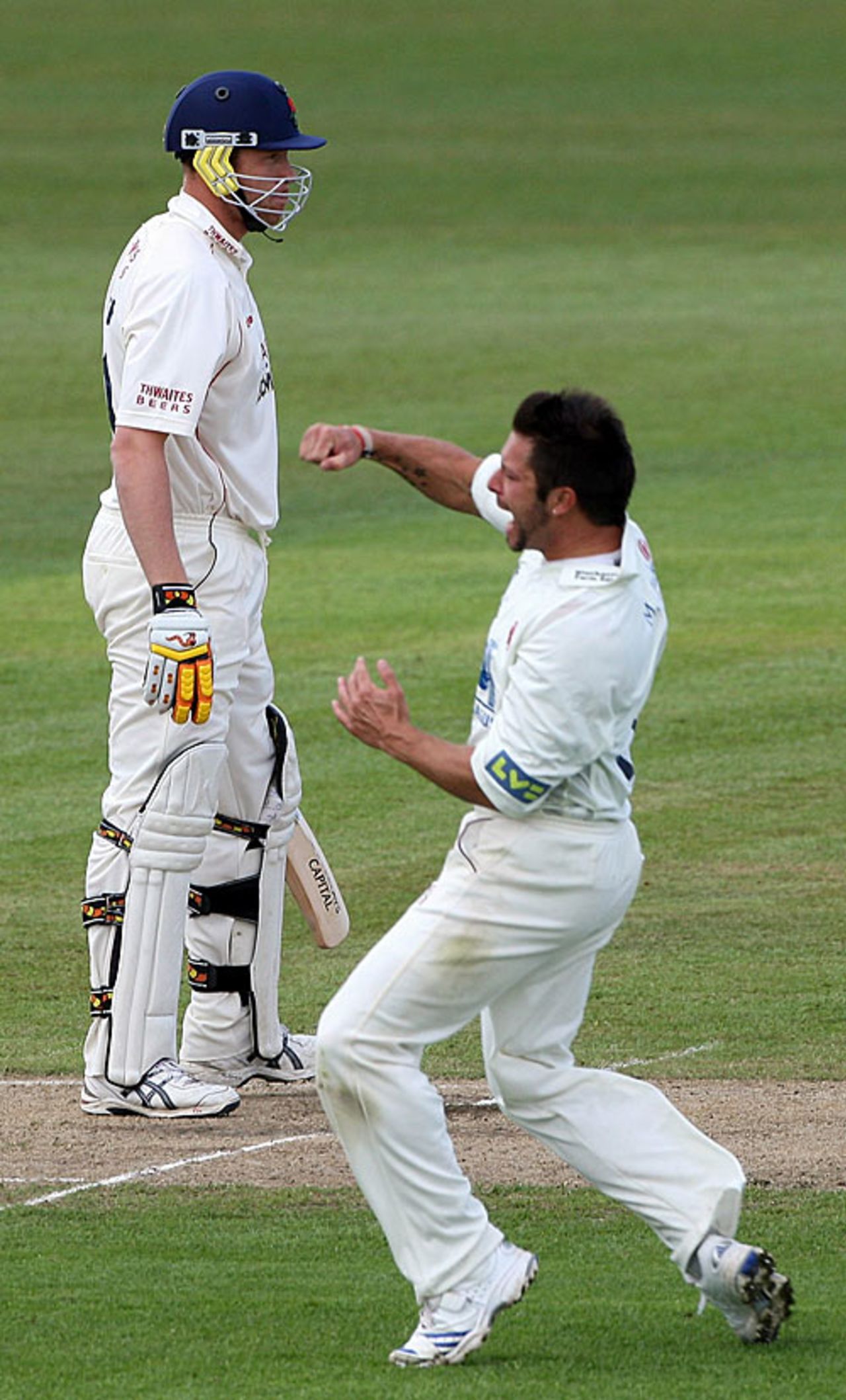 Peter Trego dismisses Andrew Flintoff first ball, Lancashire v Somerset, County Championship, Old Trafford, April 23, 2007