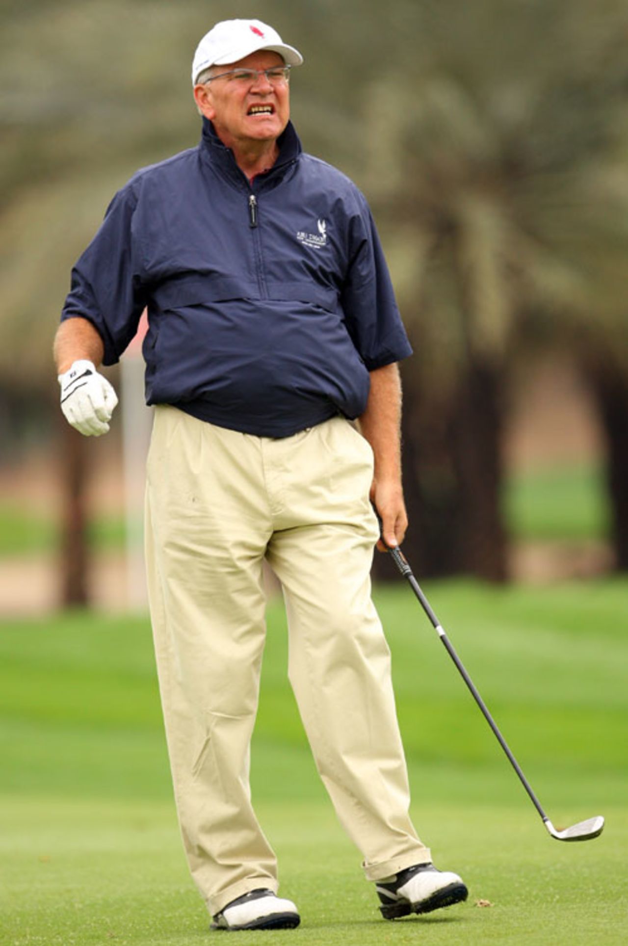 Malcolm Speed watches his shot during the Pro Am at the Abu Dhabi Golf Championship at Abu Dhabi Golf Club, January 16, 2008
