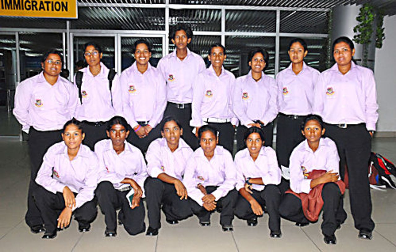 The Bangladesh squad poses for photos before leaving for Sri Lanka for the Asia Cup