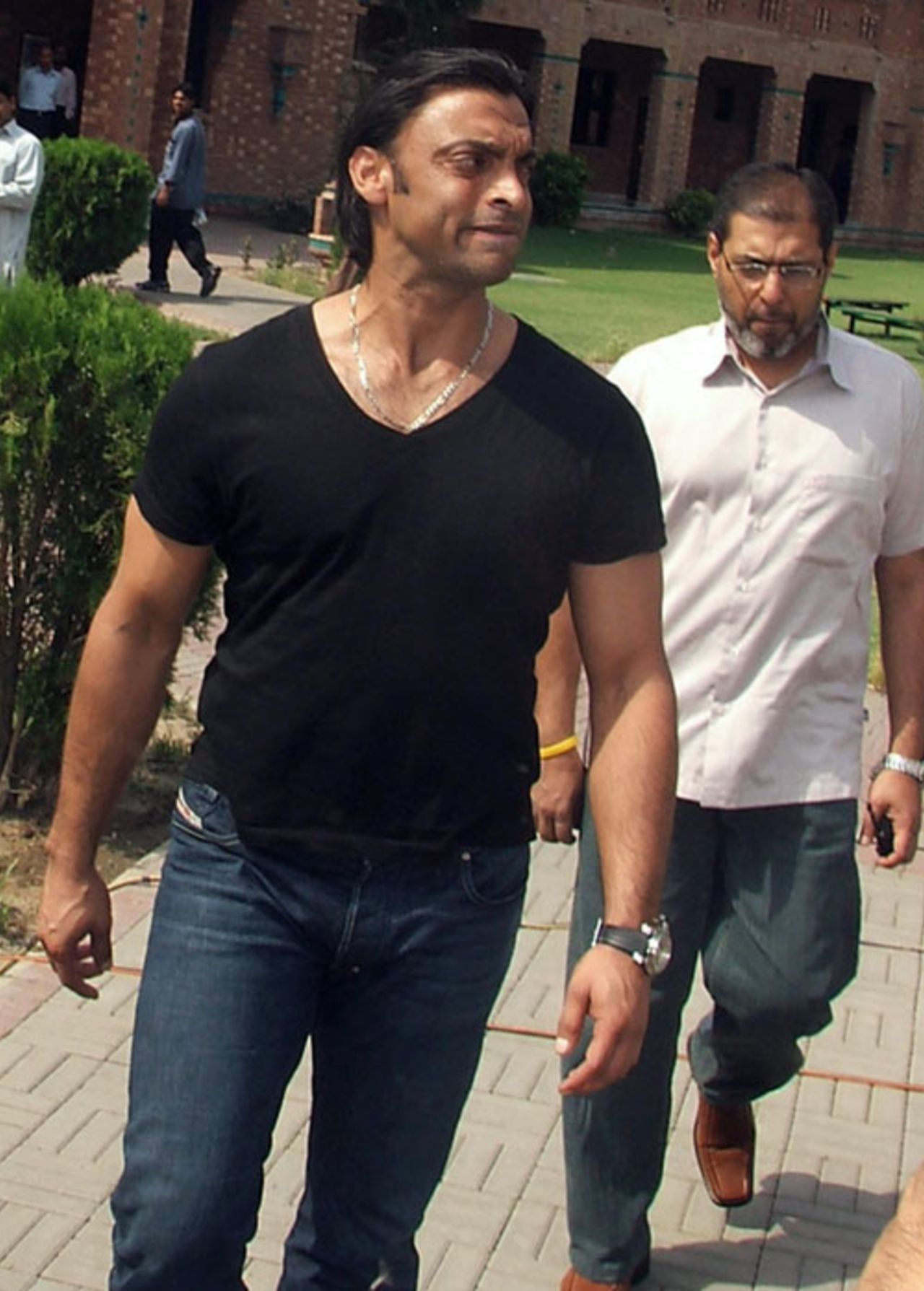 Shoaib Akhtar arrives at his hearing in Lahore. The appellate tribunal set up to hear his appeal against a five-year ban upheld the ban, April 30, 2008