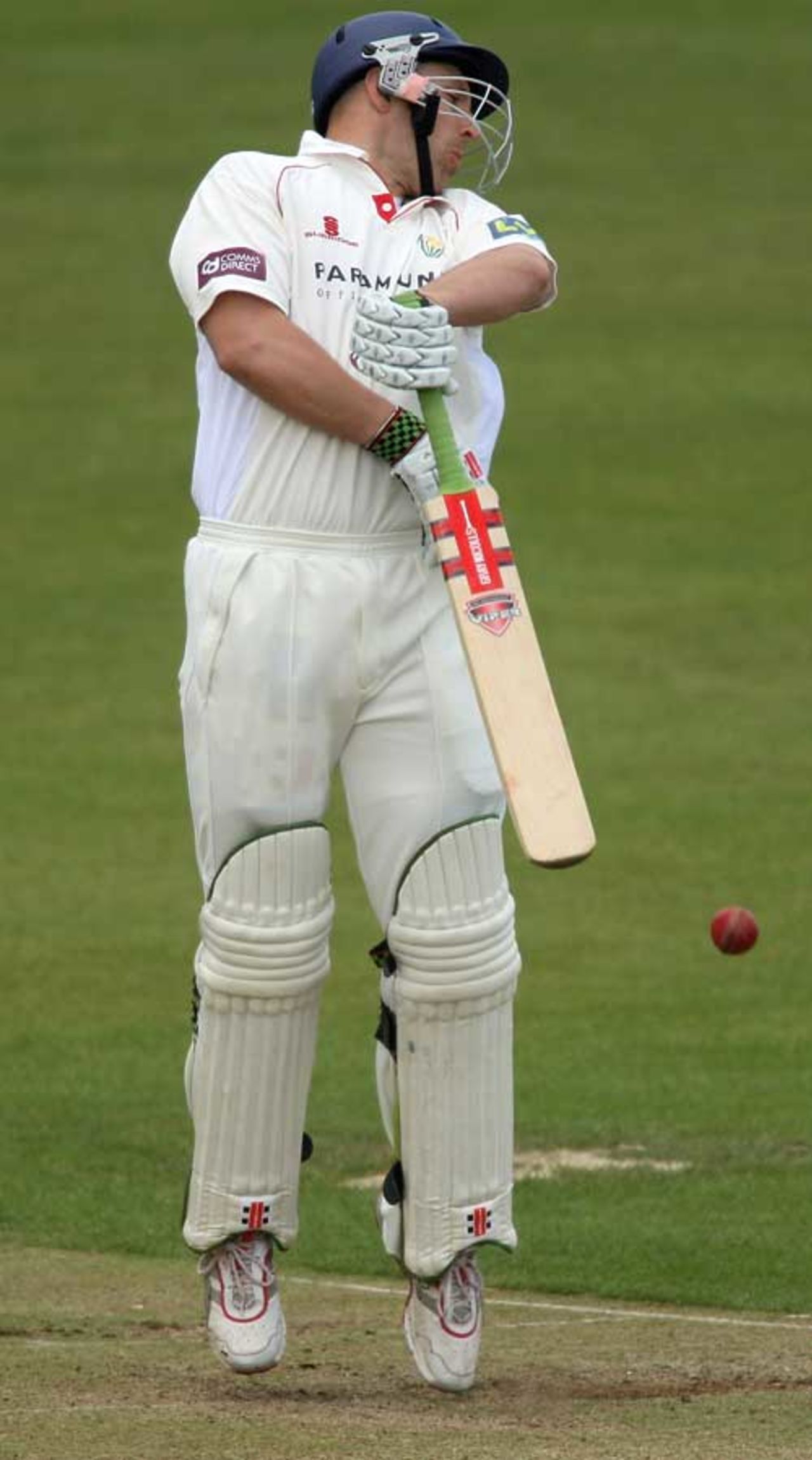 Alex Wharf takes a blow during his innings, Gloucestershire v Glamorgan, County Championship, Bristol, May 1, 2008