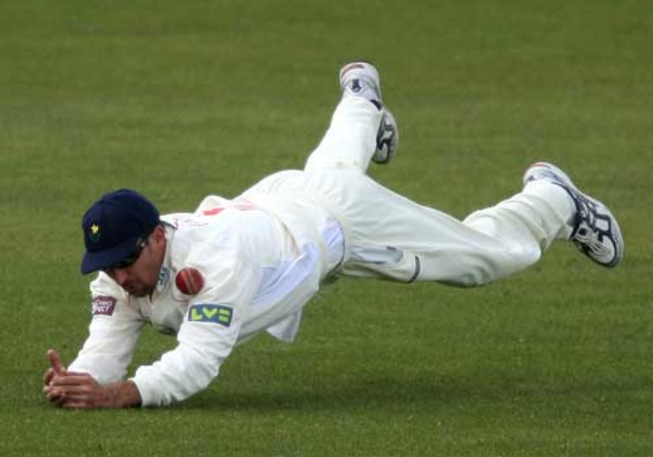 Jason Gillespie just fails to hold onto a diving catch, Sussex v Surrey, County Championship, Hove, May 1, 2008