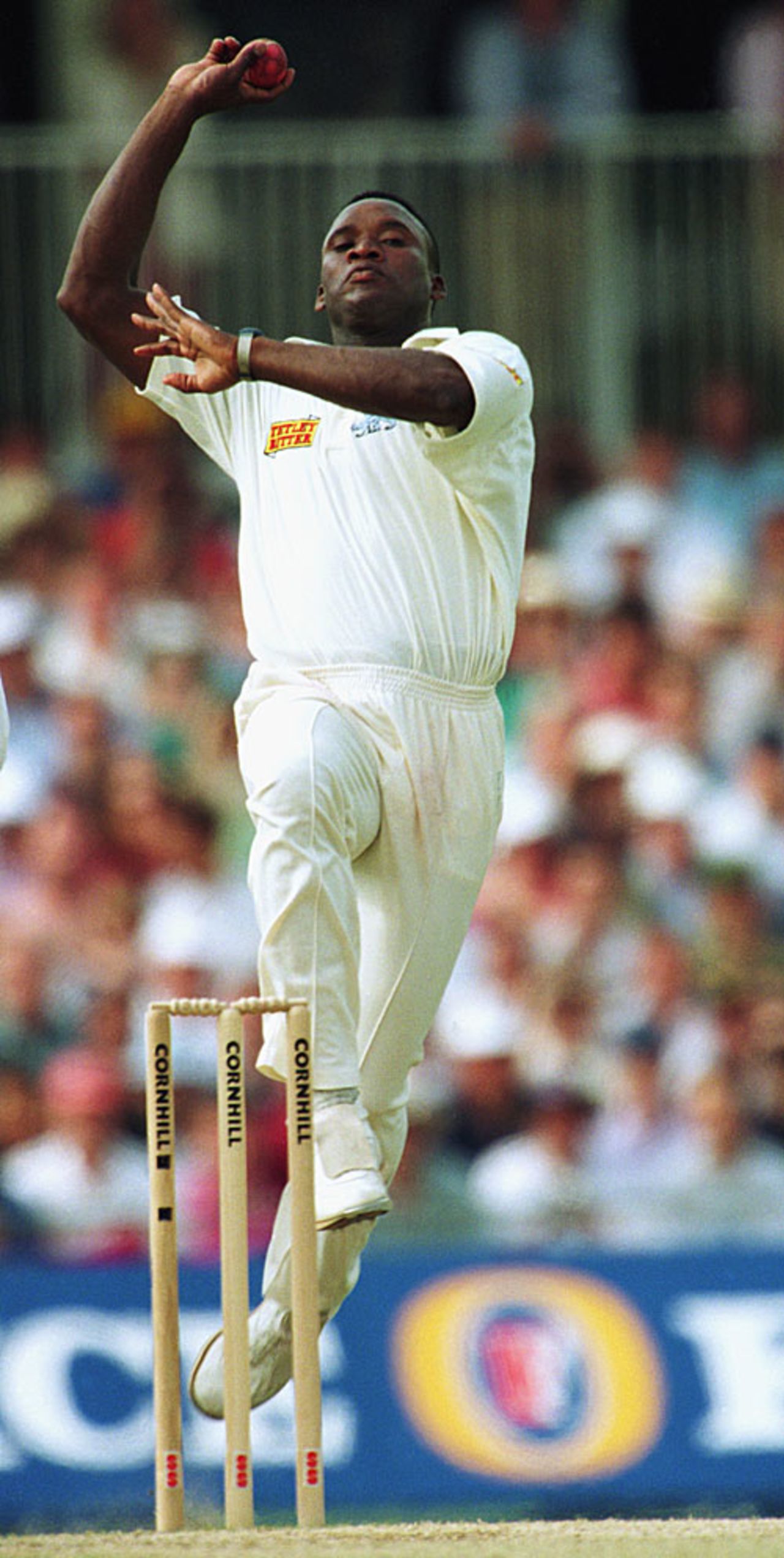 Devon Malcolm roars in, England v South Africa, 3rd Test, The Oval, 1994