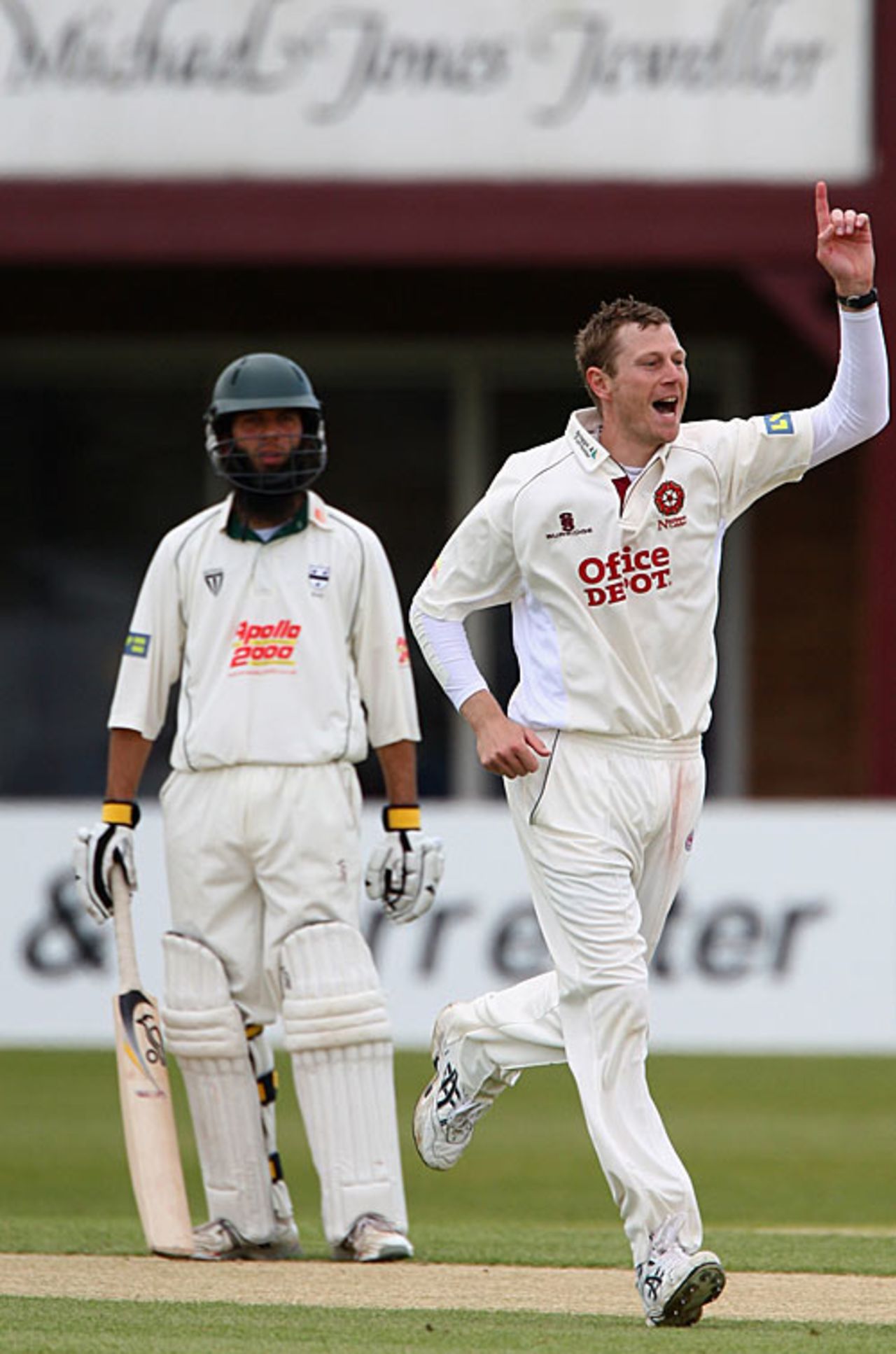 David Lucas celebrates the wicket of Ben Smith, Northamptonshire v Worcestershire, Northampton, May 2, 2008