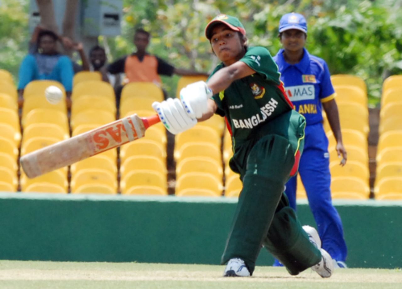 Tithy Sarkar stretches out to play a shot, Dambulla, Women's Asia Cup, May 5, 2008 