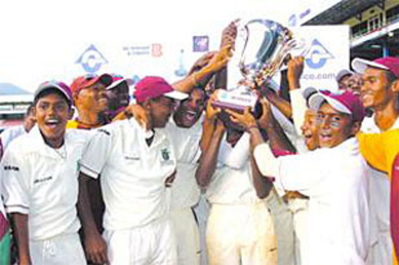 West Indies celebrate winning the Under-15 title, West Indies v Pakistan, CLICO International U-15 Championship final, Trinidad, May 4, 2008