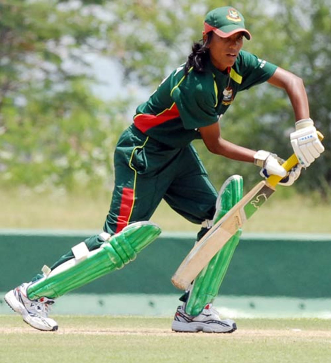 Salma Khatun pushes one towards cover, Bangladesh Women v India Women, Women's Asia Cup, Dambulla, May 6, 2008