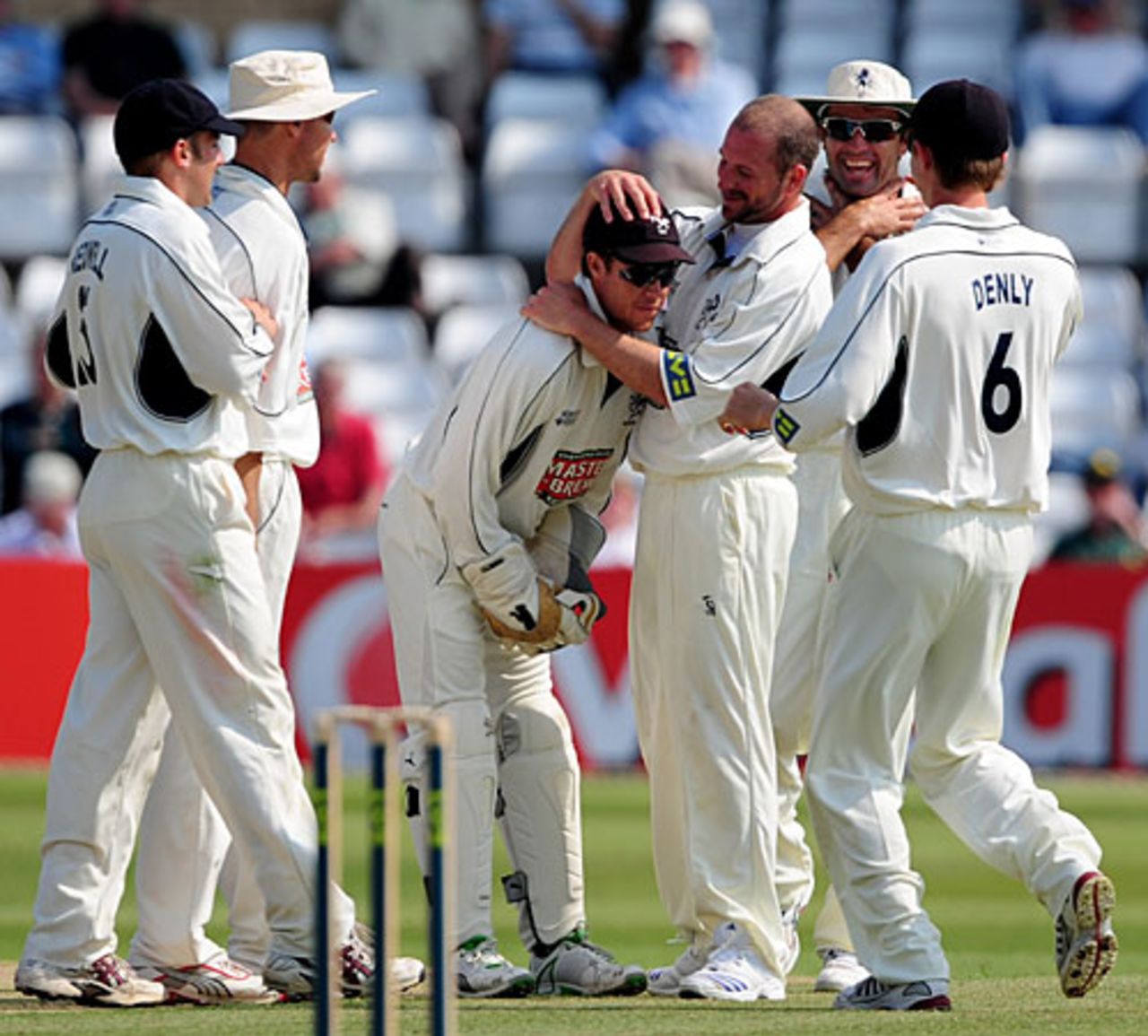 Darren Stevens celebrates with team-mate Geraint Jones, Nottinghamshire v Kent, County Championship, Trent Bridge, May 7, 2008