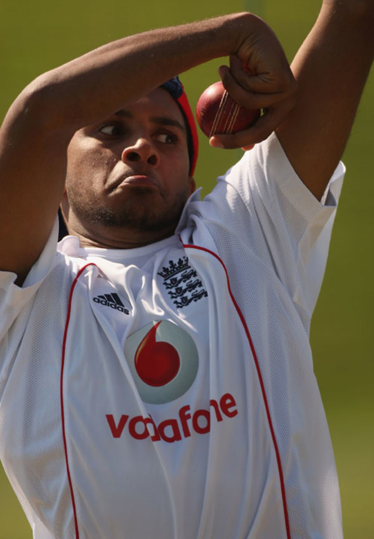 Adil Rashid bowls in the nets ahead of the England Lions game against New Zealand, Southampton, May 7, 2008