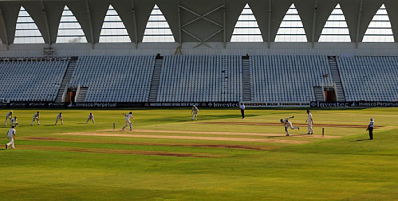 Play continues in front of the yet to be completed new stand, Nottinghamshire v Kent, County Championship, Trent Bridge, May 7, 2008