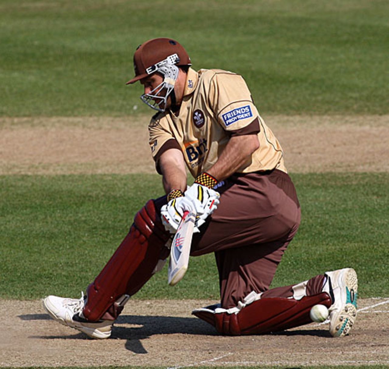 Mark Ramprakash crouches to sweep, Sussex v Surrey, Friends Provident Trophy, Hove, May 8, 2008