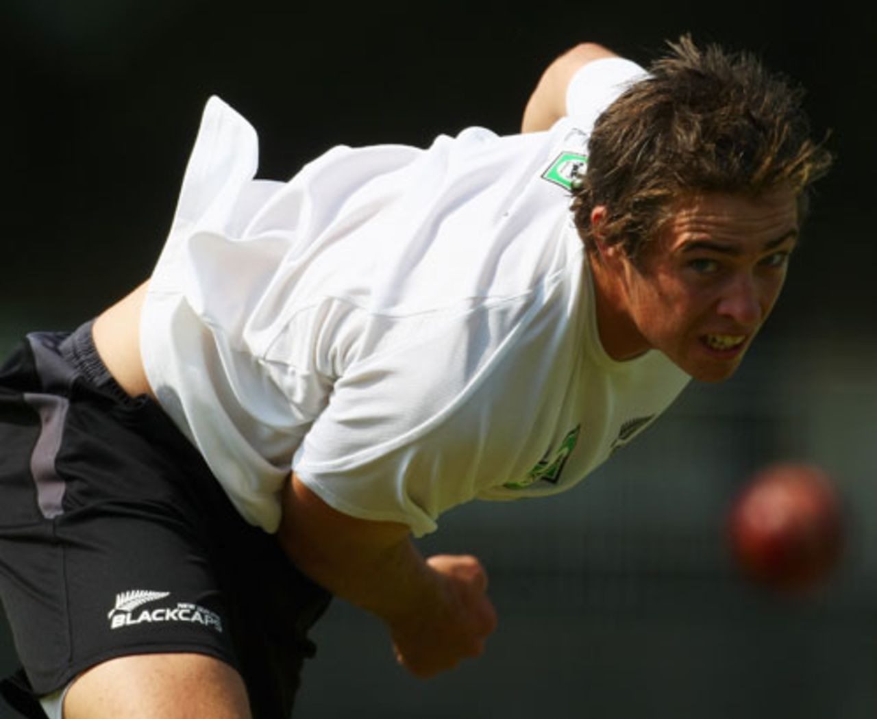 Tim Southee bowls in the nets ahead of the first Test, Lord's, May 13, 2008