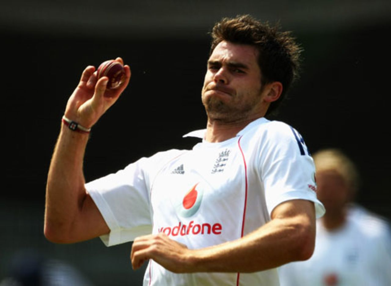 James Anderson bowls in the nets at England's training session, Lord's, May 13, 2008
