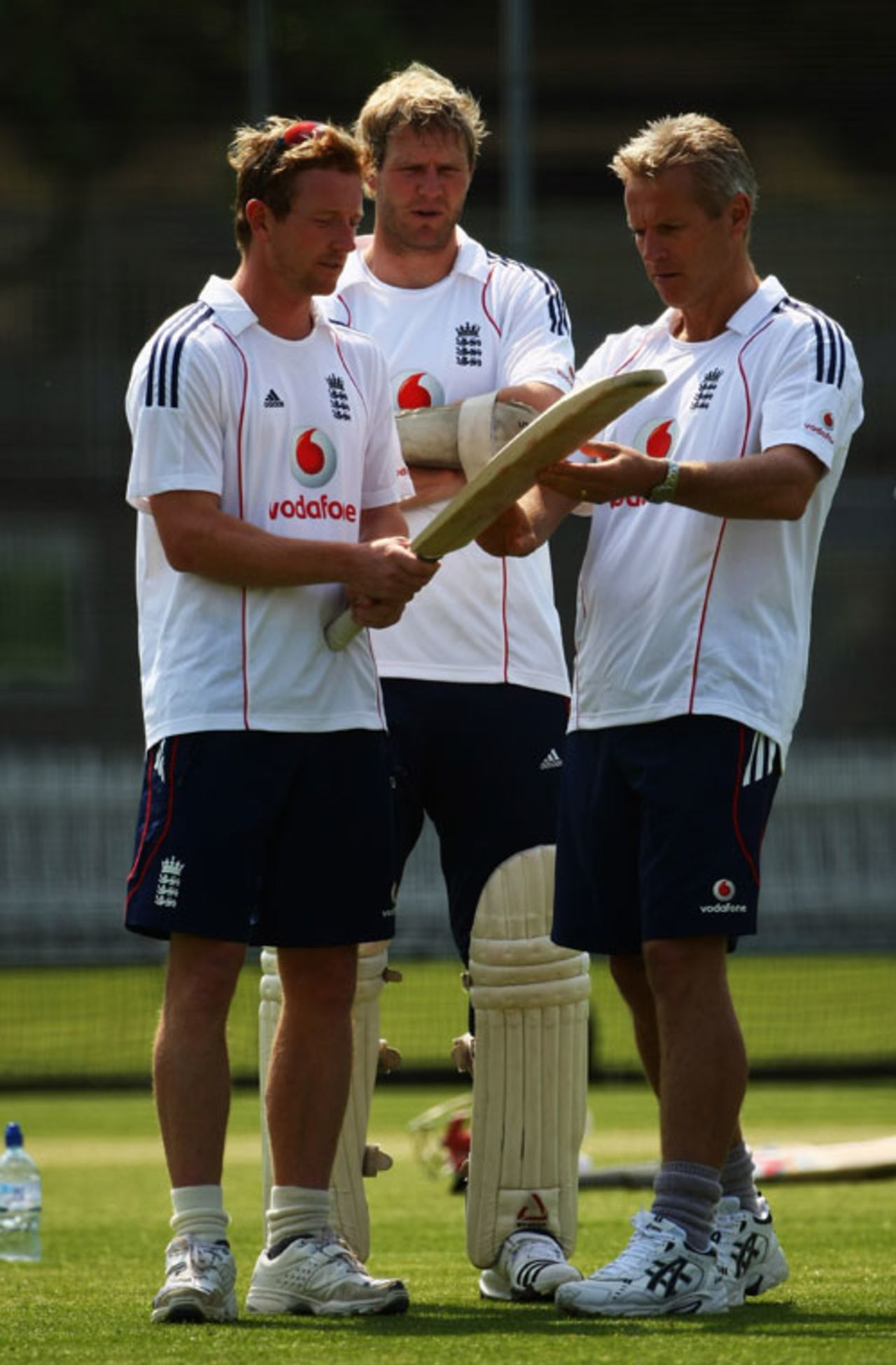 Paul Collingwood, Matthew Hoggard and Peter Moores at England's training session, Lord's, May 13, 2008