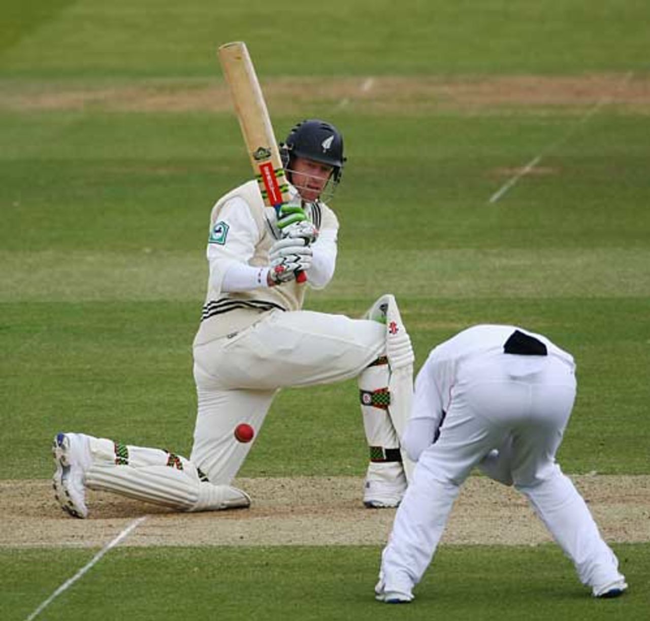 Short leg takes cover as Jacob Oram sweeps, England v New Zealand, 1st Test, Lord's, May 19, 2008
