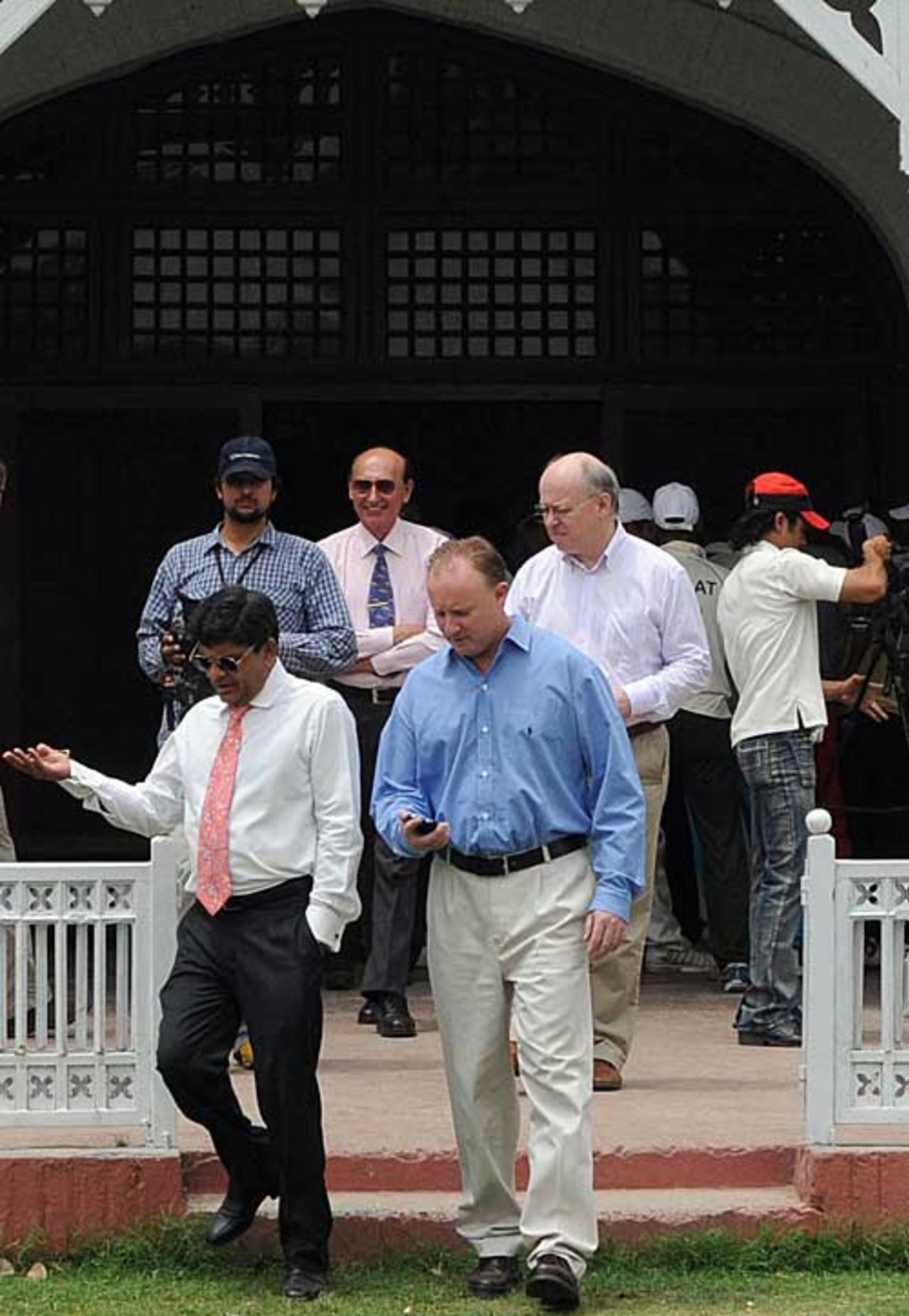 An ICC security delegation, led by Campbell Jamieson (centre), inspects the Bagh-e-Jinnah ground, Lahore, May 20, 2008