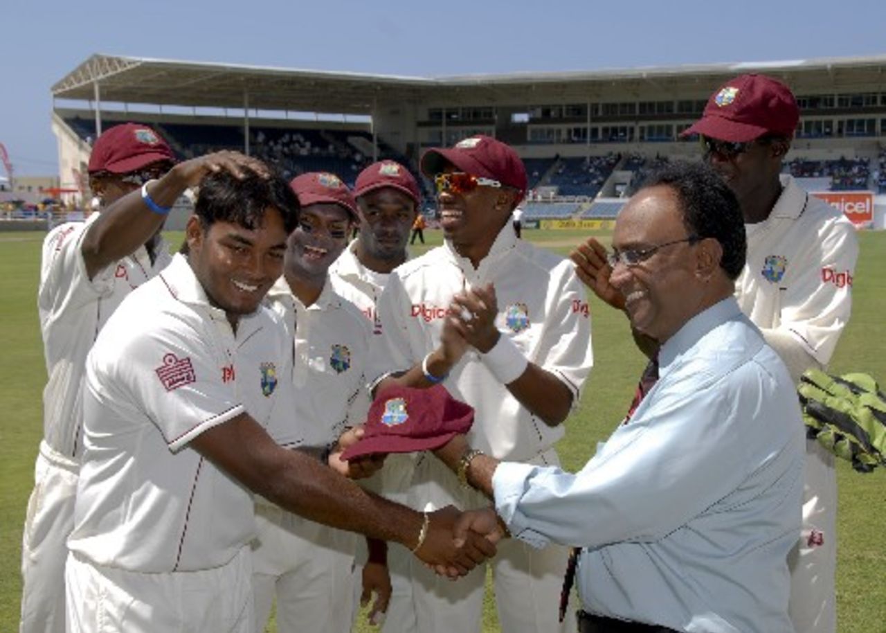 Amit Jaggernauth receives his Test cap, West Indies v Australia, 1st Test, Jamaica, May 22, 2008