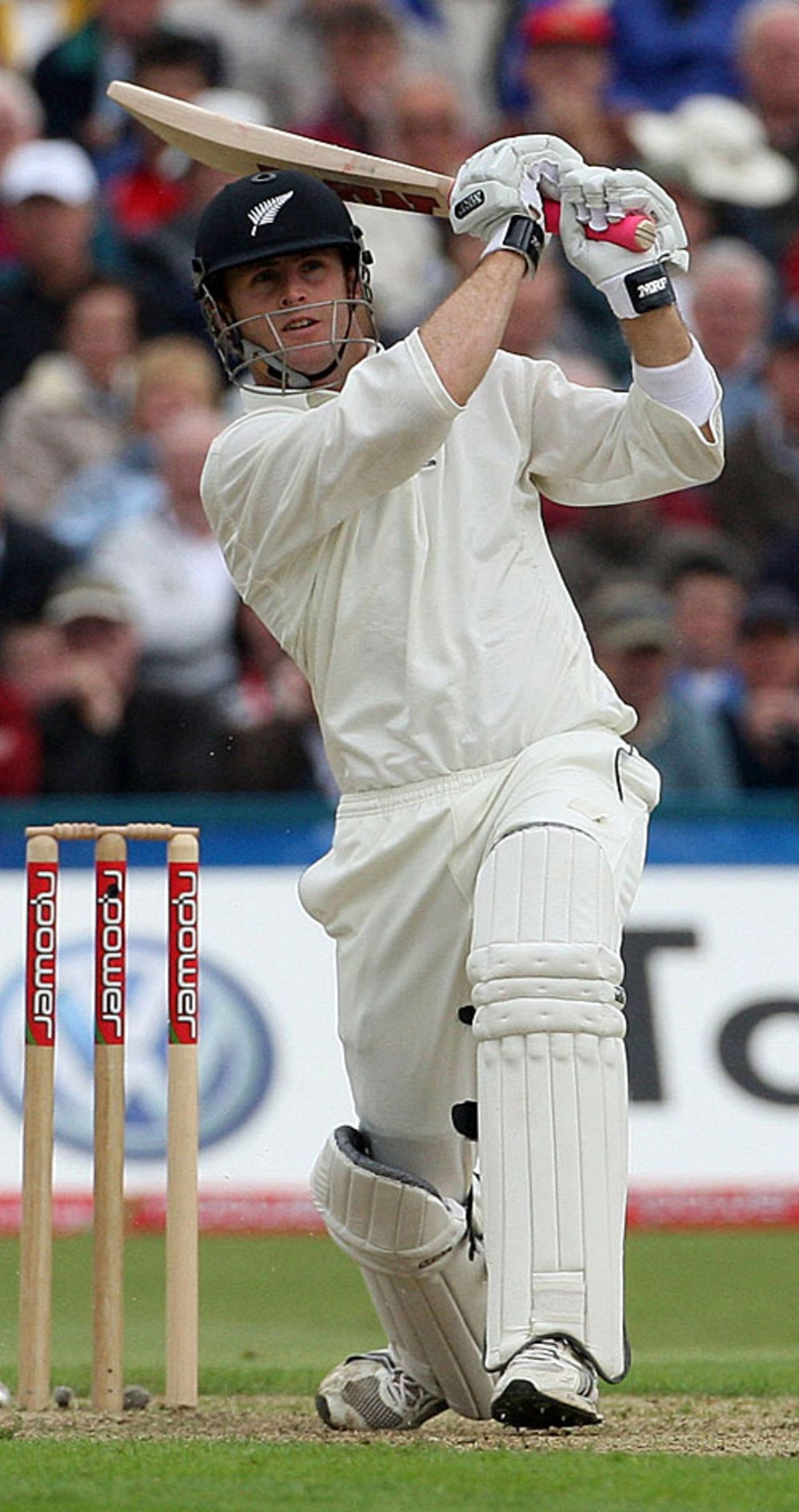 Aaron Redmond clatters Monty Panesar over the top, England v New Zealand, 2nd Test, Old Trafford, May 23, 2008