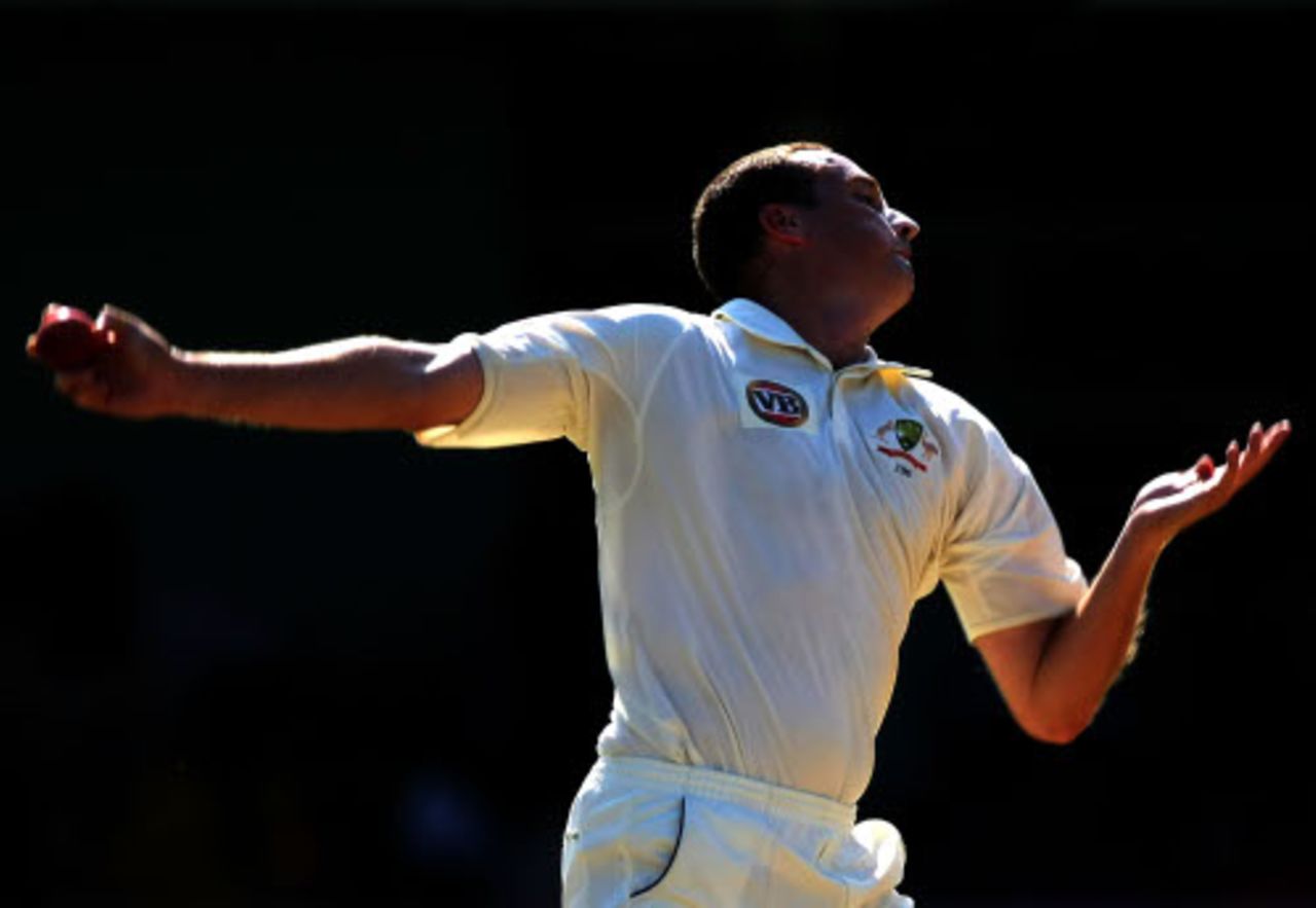 Stuart Clark took three wickets after the tea interval to stymie West Indies' progress, West Indies v Australia, 1st Test, Jamaica, May 23, 2008
