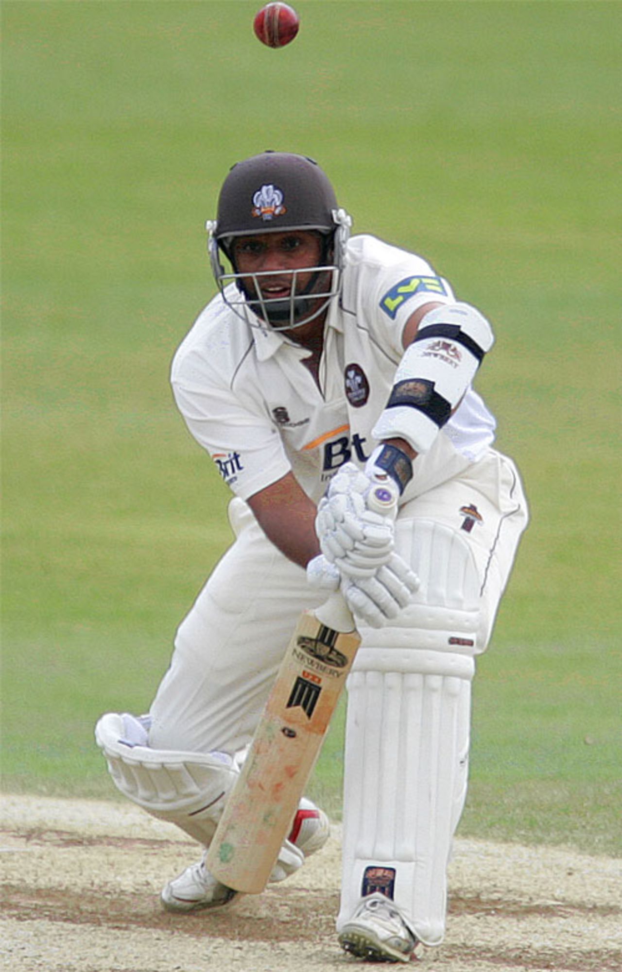 Murtaza Hussain stabs into the ground on his way to 56, Surrey v Yorkshire, County Championship, The Oval, May 24, 2008
