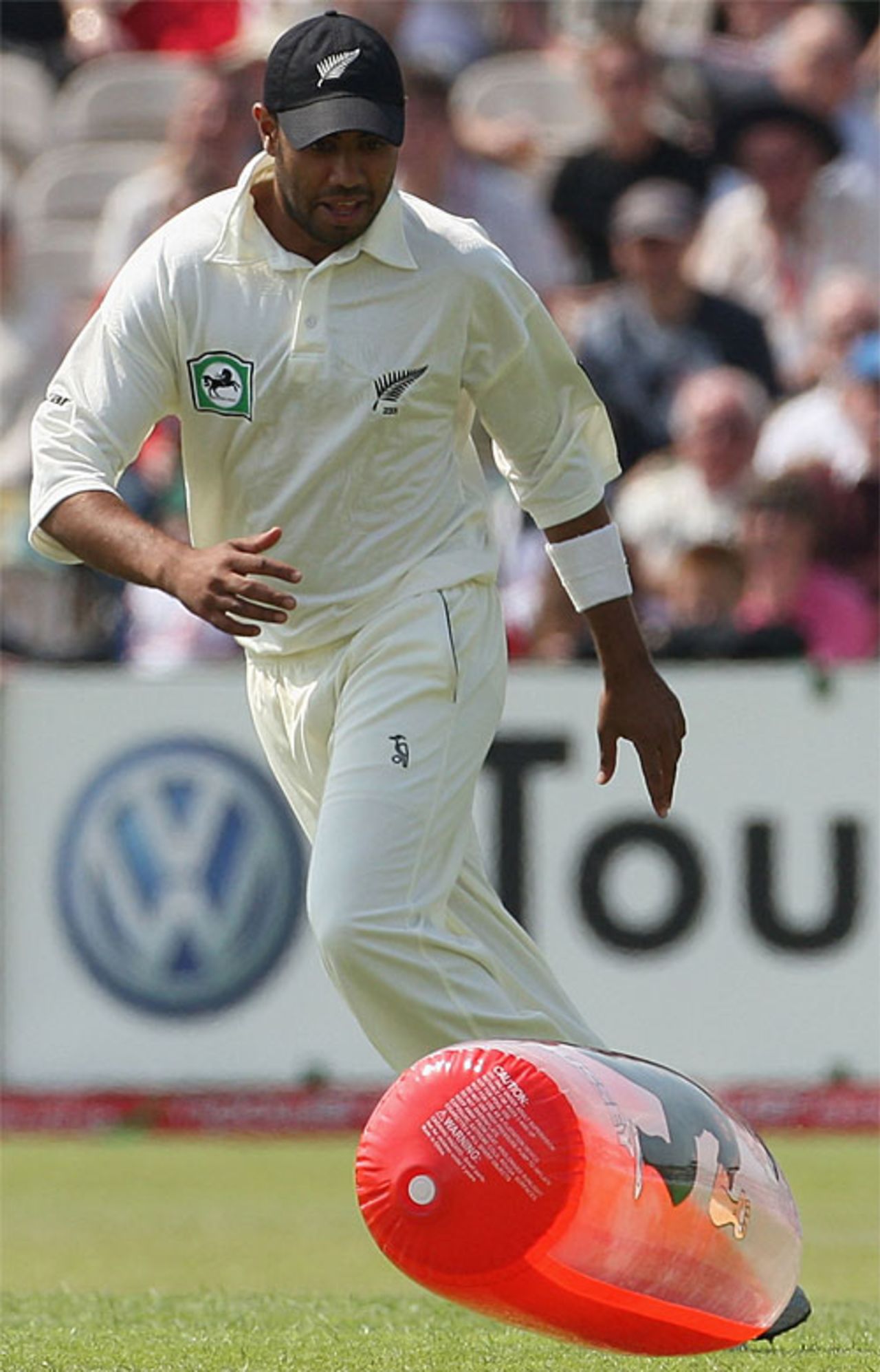 Jeetan Patel chases after a rogue inflatable, England v New Zealand, 2nd Test, Old Trafford, May 24, 2008