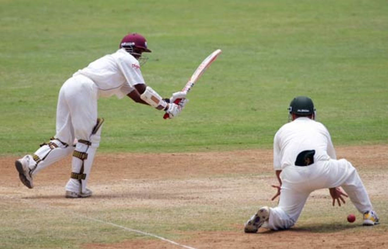 Shivnarine Chanderpaul clips one through short leg's legs, West Indies v Australia, 1st Test, Jamaica, May 24, 2008