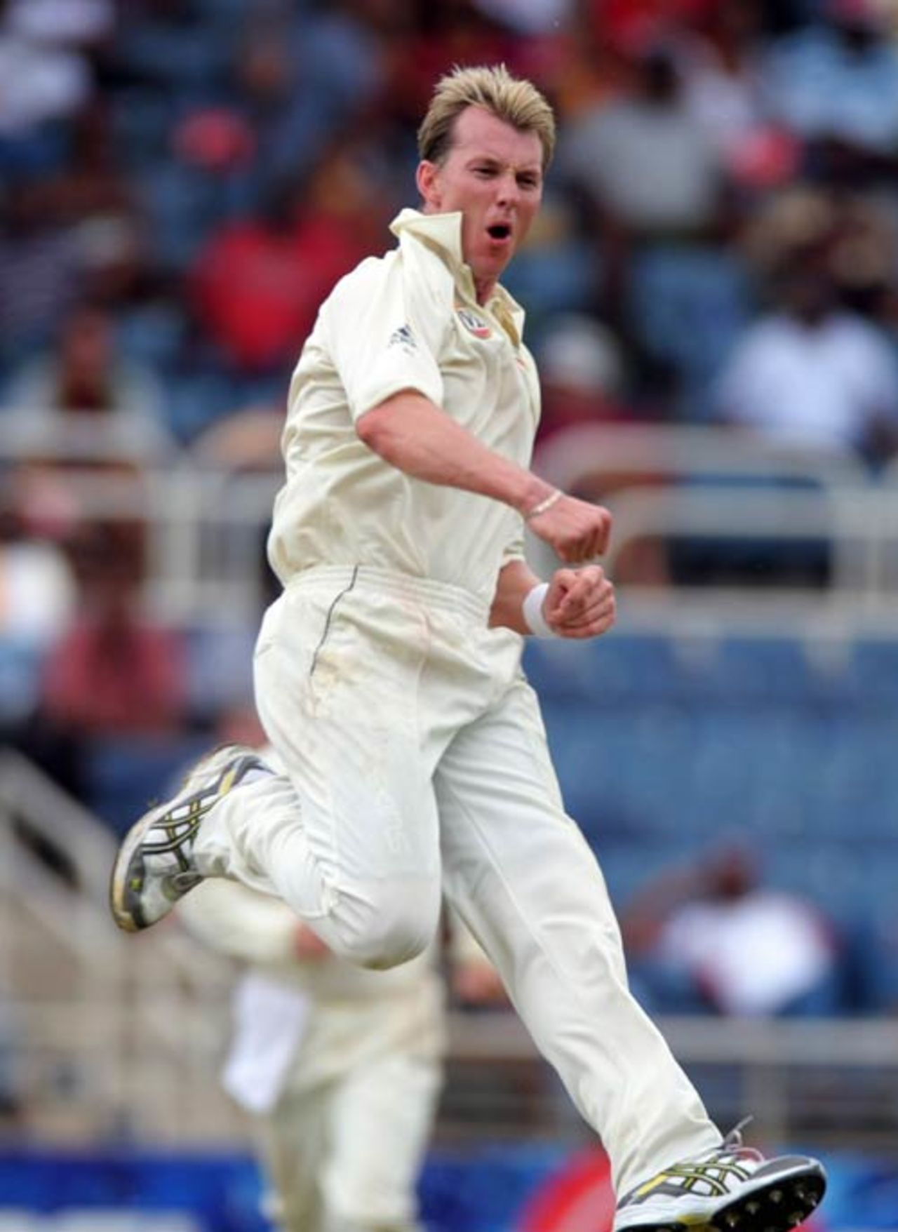 Brett Lee jumps for joy, West Indies v Australia, 1st Test, Jamaica, May 24, 2008