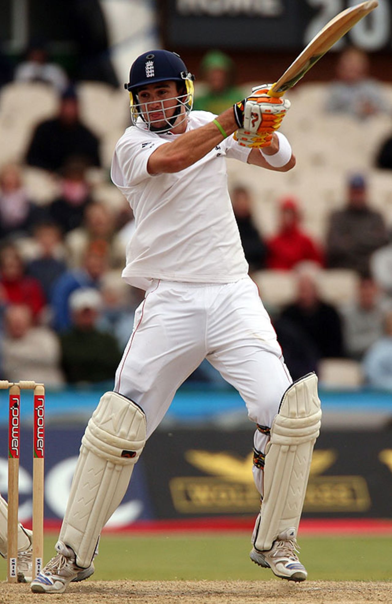 Kevin Pietersen cuts loose during his second-innings 42, England v New Zealand, 2nd Test, Old Trafford, May 25, 2008