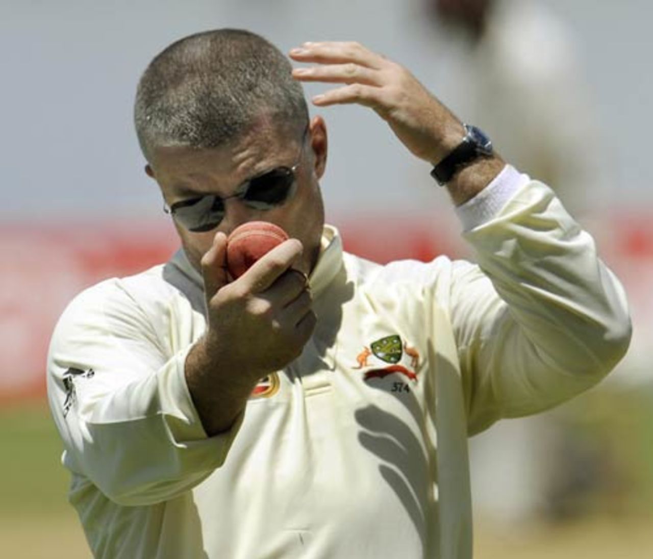 Stuart MacGill fools around on the final day, West Indies v Australia, 1st Test, Jamaica, May 26, 2008