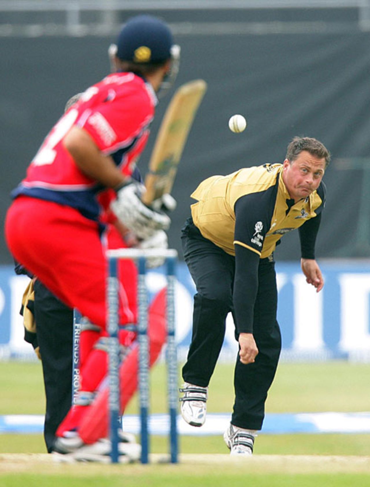Darren Gough on his way to 3 for 17, Lancashire v Yorkshire, FP Trophy, Leeds, May 28, 2008