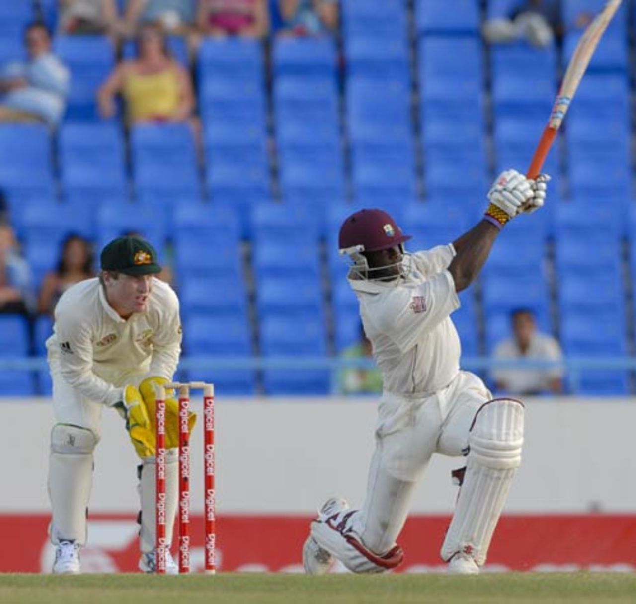 Xavier Marshall goes on the attack during his half-century, West Indies v Australia, 2nd Test, Antigua, May 31, 2008