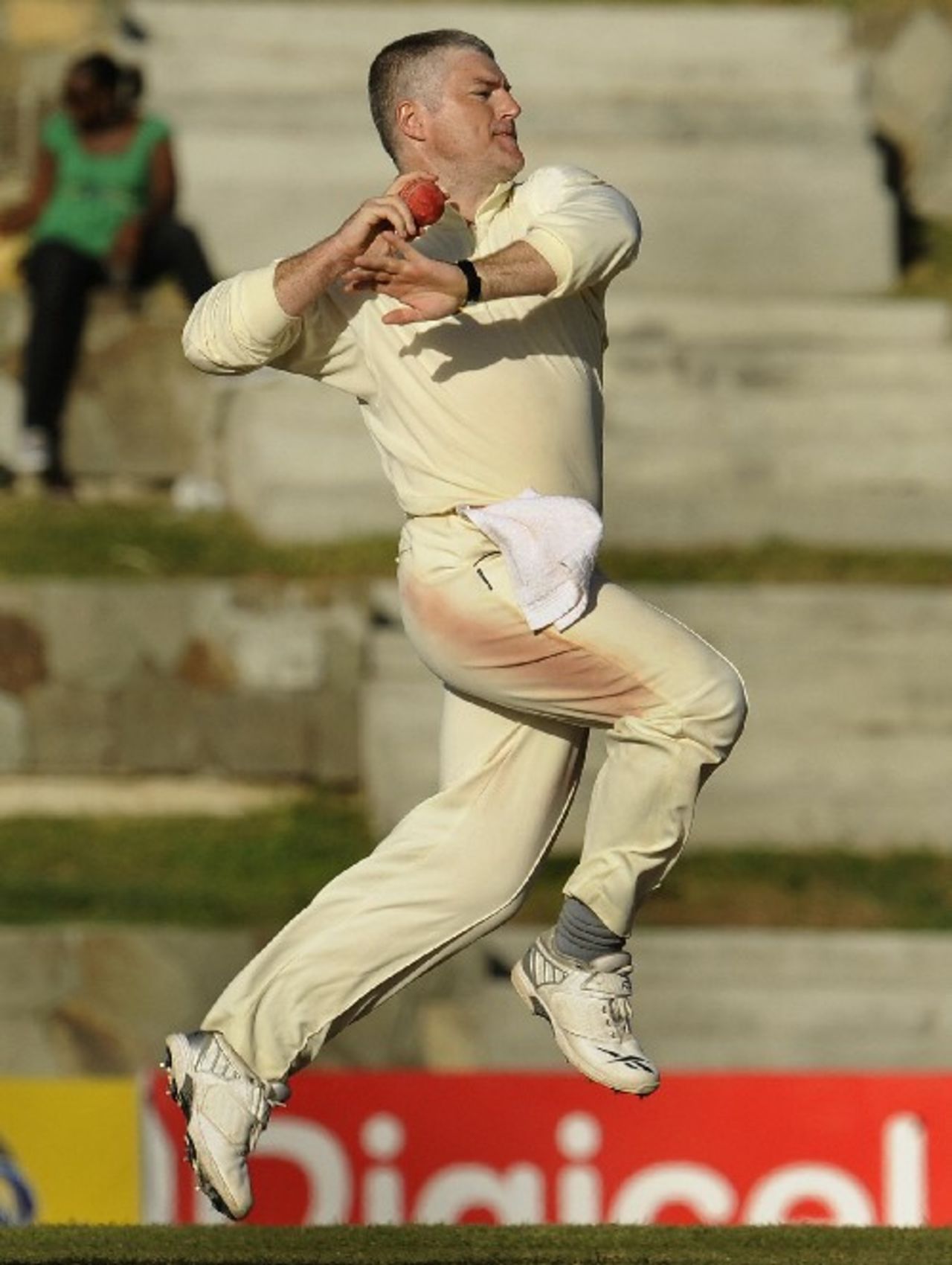 Stuart MacGill runs in to bowl, West Indies v Australia, 2nd Test, Antigua, June 1, 2008