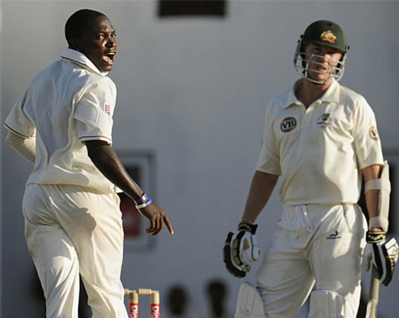 Rough justice: Brett Lee's turn to be on the receiving end of a questionable decision, out to Fidel Edwards, West Indies v Australia, 2nd Test, Antigua, June 2, 2008