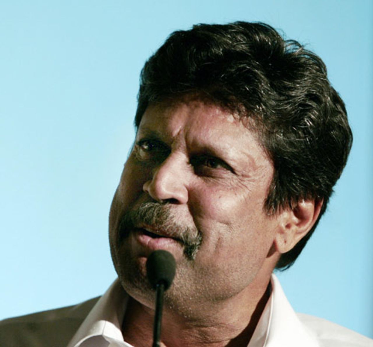 Kapil Dev addresses the media at a function celebrating the silver jubilee of the 1983 World Cup win, Bangalore, June 3, 2008