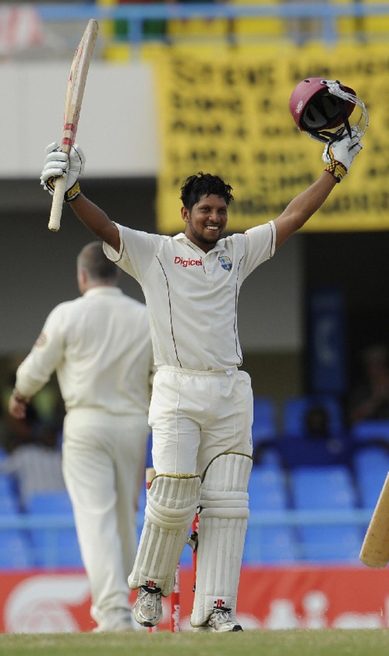 Ramnaresh Sarwan celebrates his century, West Indies v Australia, 2nd Test, Antigua, June 3, 2008