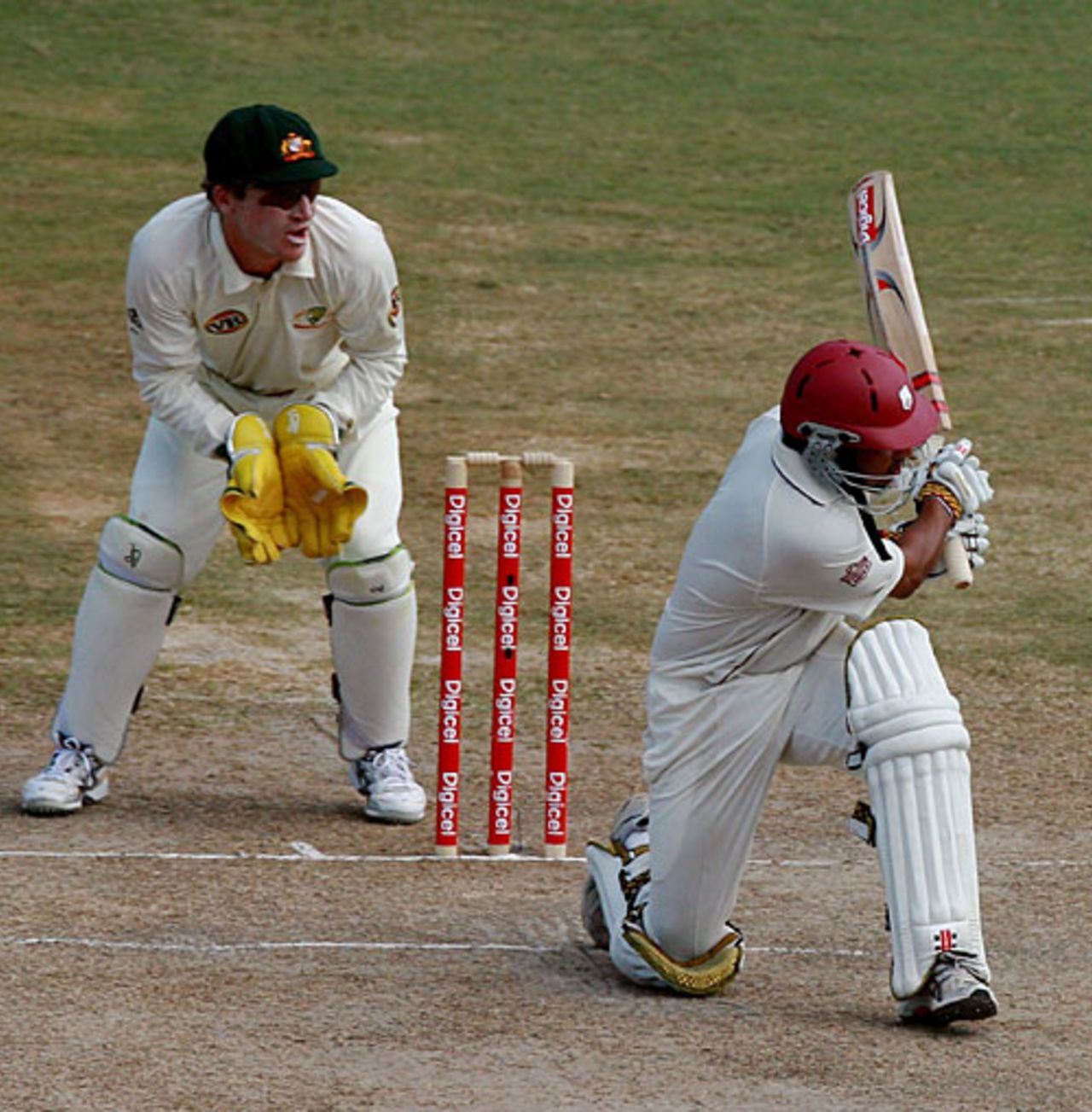 Ramnaresh Sarwan sweeps on his way to 128, West Indies v Australia, 2nd Test, Antigua, June 3, 2008
