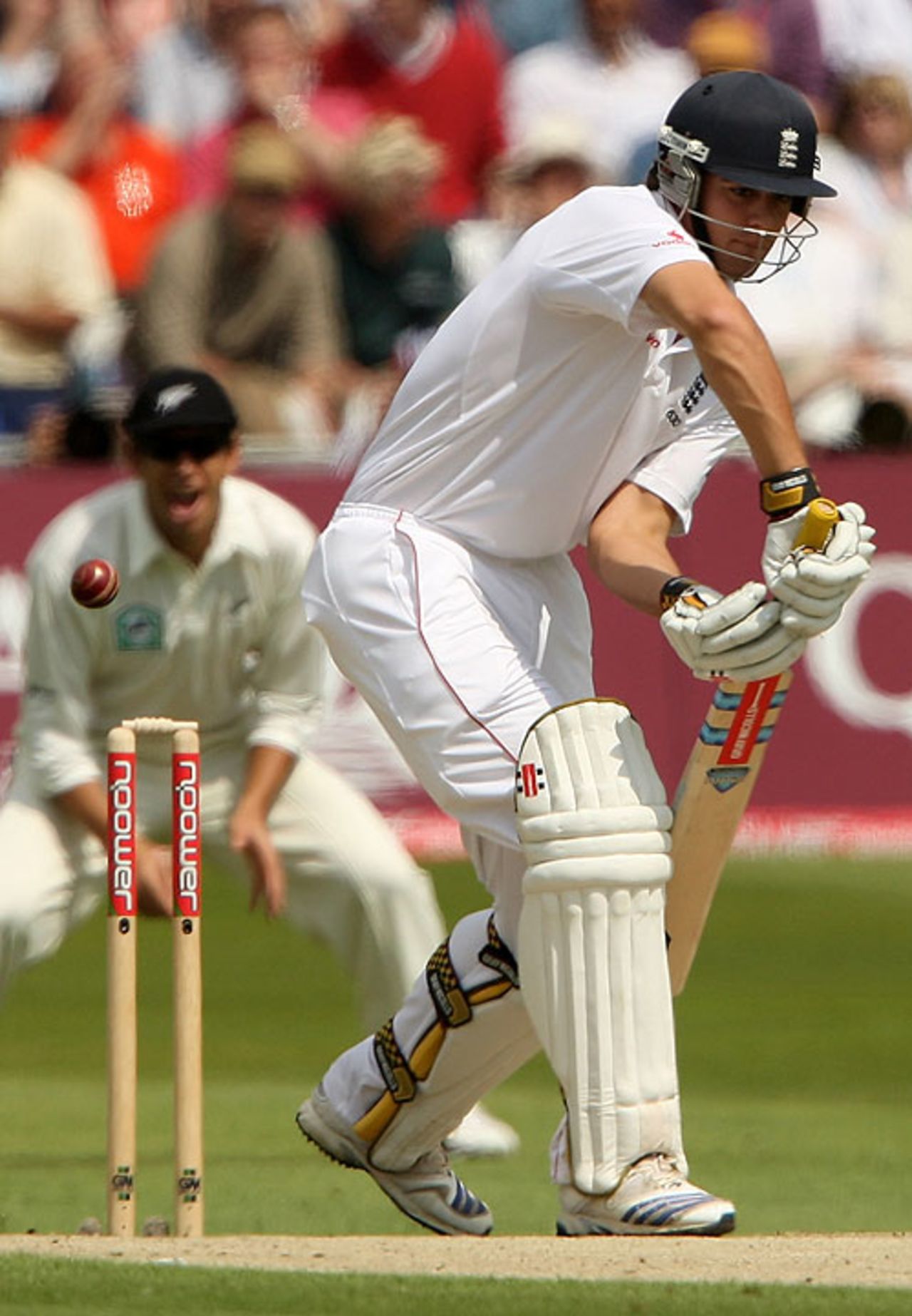 Alastair Cook loses his leg stump via an inside-edge, Trent Bridge, June 5, 2008
