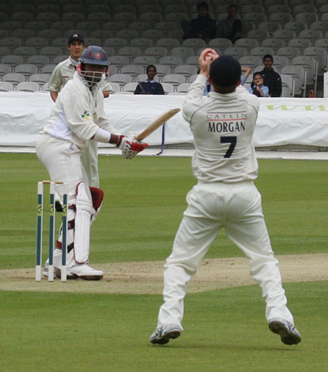 Essex's innings ends as Danish Kaneria is caught by Eoin Morgan to give Tim Murtagh his sixth wicket, Middlesex v Essex, Lord's, June 6, 2008