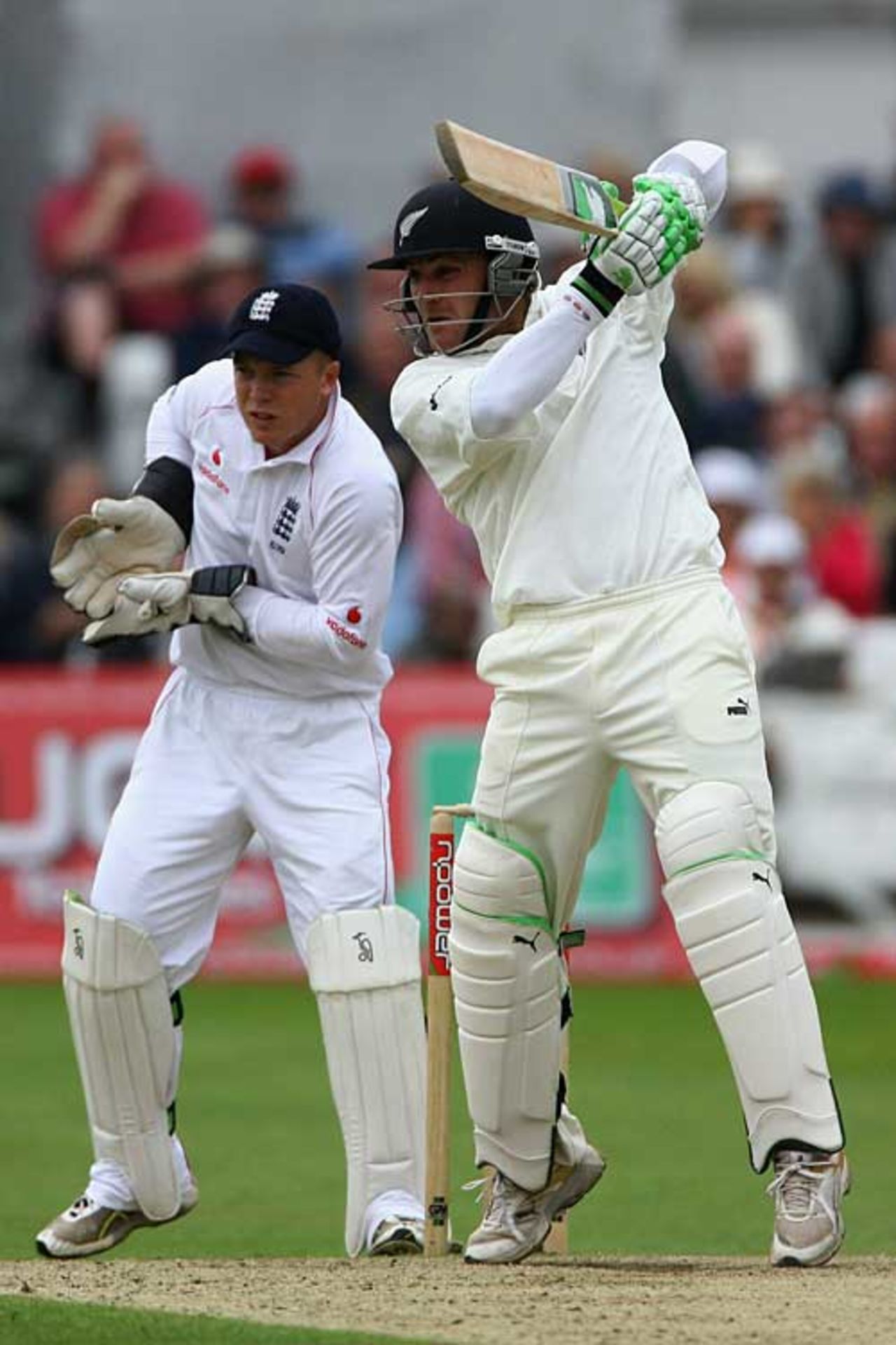 Brendon McCullum forces one through the off side, England v New Zealand, 3rd Test, Trent Bridge, June 7, 2008