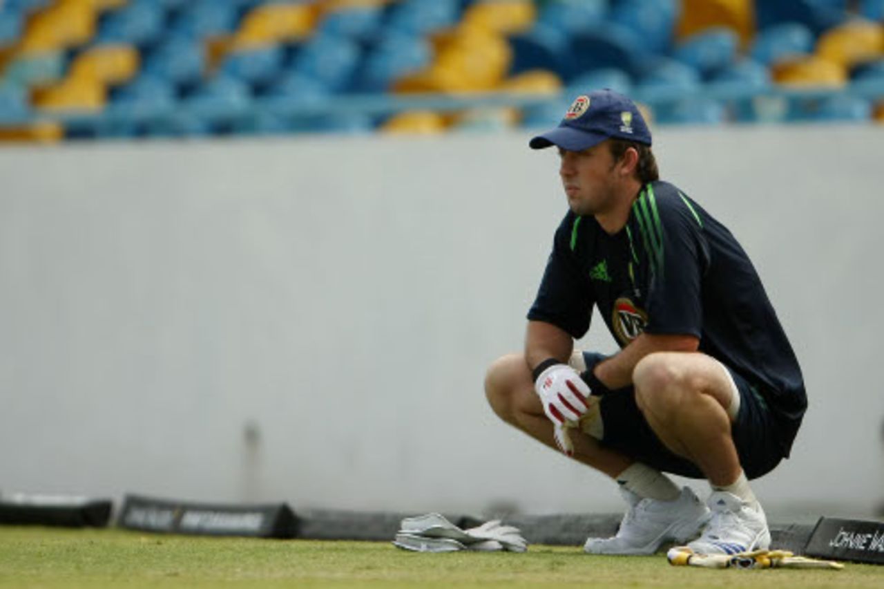 Luke Ronchi looks on from the sidelines after being informed that he will not be making his Test debut, Barbados, June 11, 2008