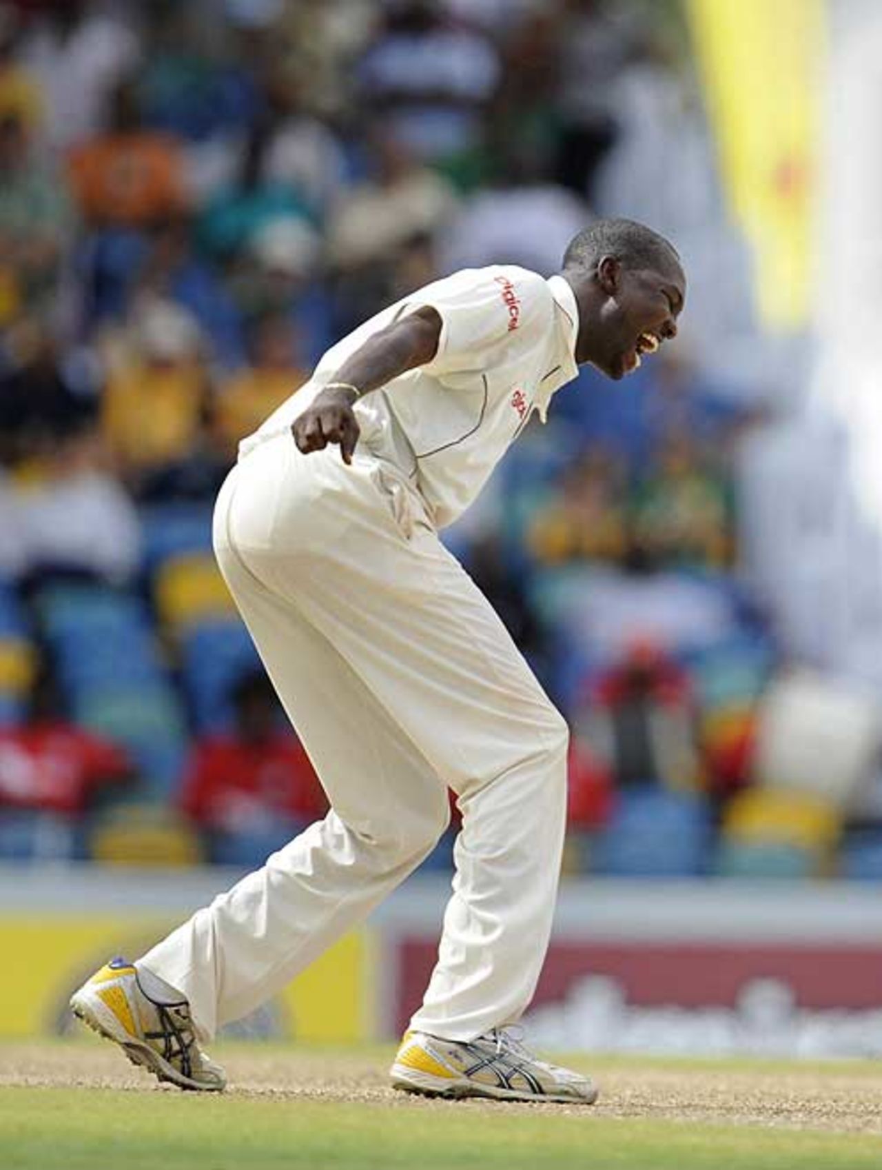 Sulieman Benn celebrates getting Brad Haddin before tea, West Indies v Australia, 3rd Test, Barbados, 1st day, June 12, 2008