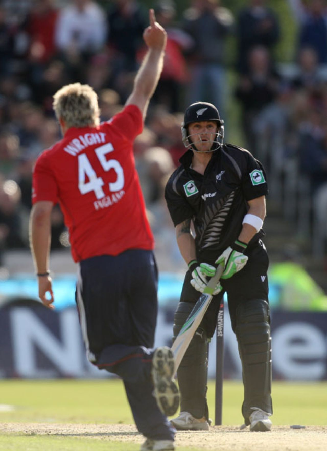 Luke Wright yorks a bewildered Brendon McCullum, England v New Zealand, Twenty20 international, Old Trafford, June 13, 2008