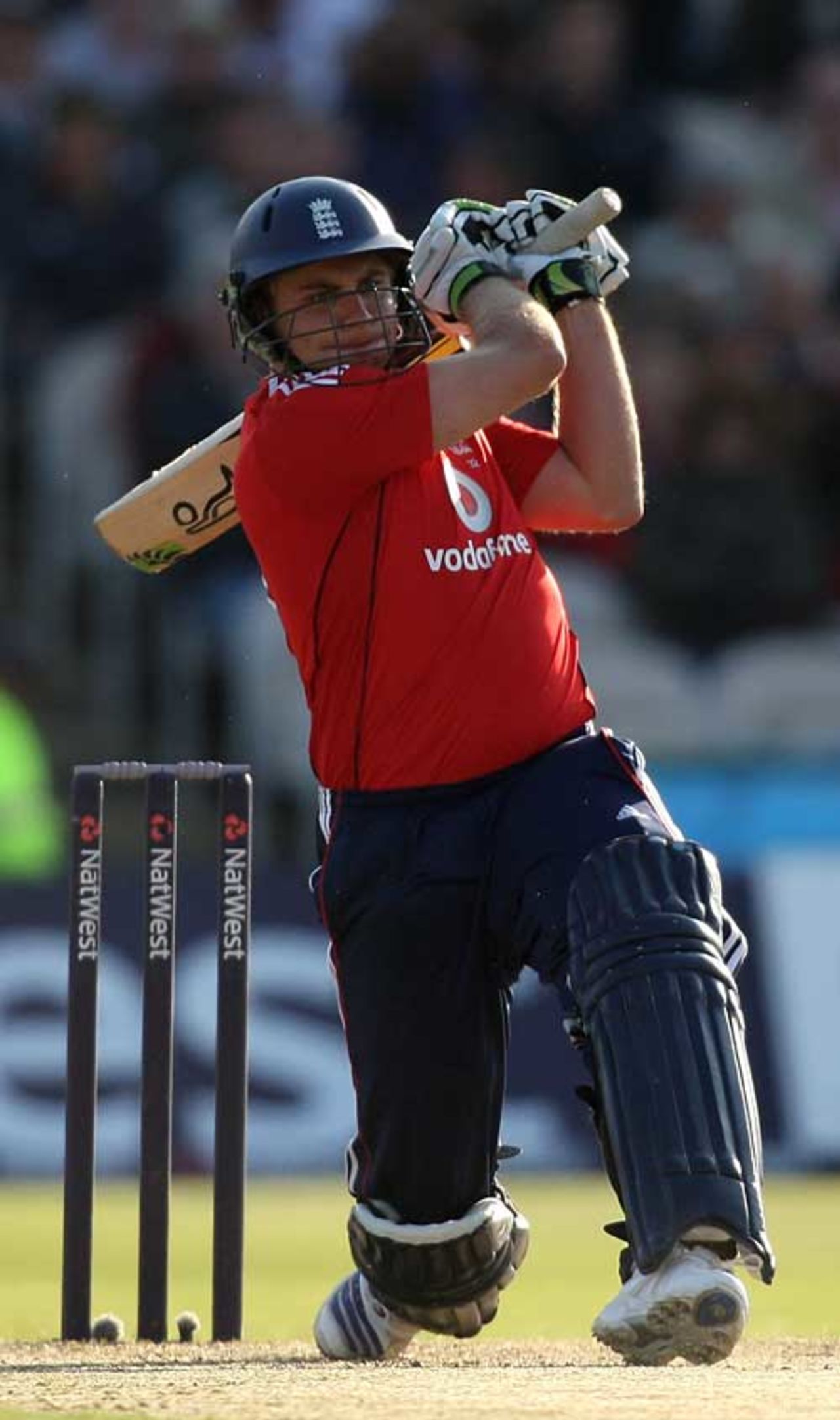 Luke Wright swings hard down the ground, England v New Zealand, Twenty20 international, Old Trafford, June 13, 2008
