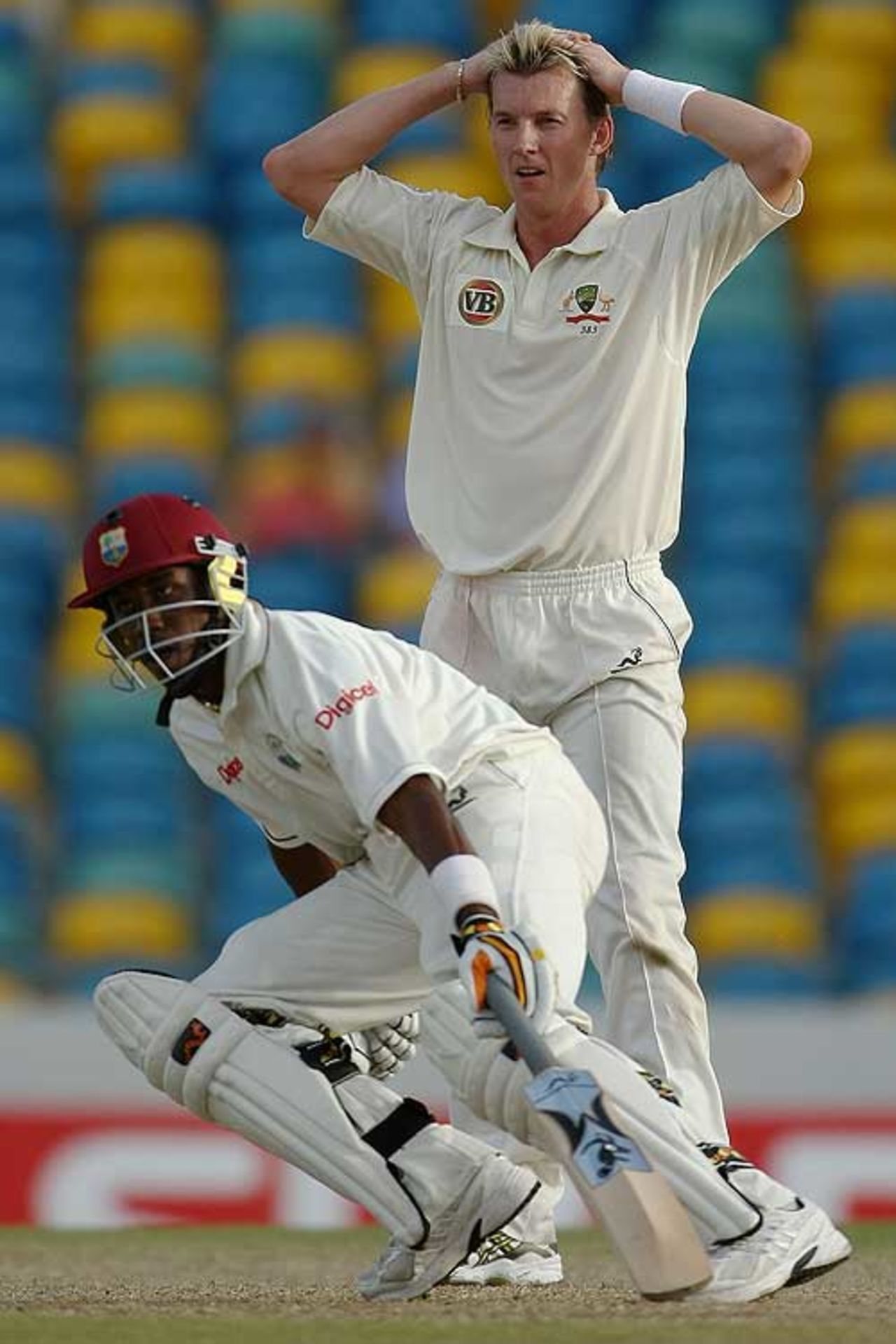 Brett Lee had two tough decisions go down against Dwayne Bravo, West Indies v Australia, 3rd Test, Barbados, 4th day, June 15, 2008