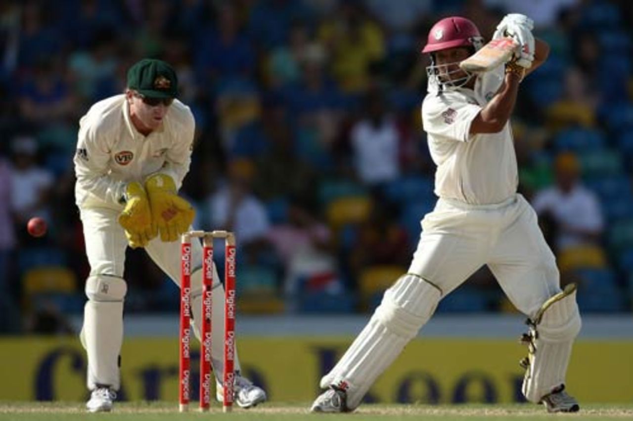 Ramnaresh Sarwan drives through the off side, West Indies v Australia, 3rd Test, Barbados, 4th day, June 15, 2008