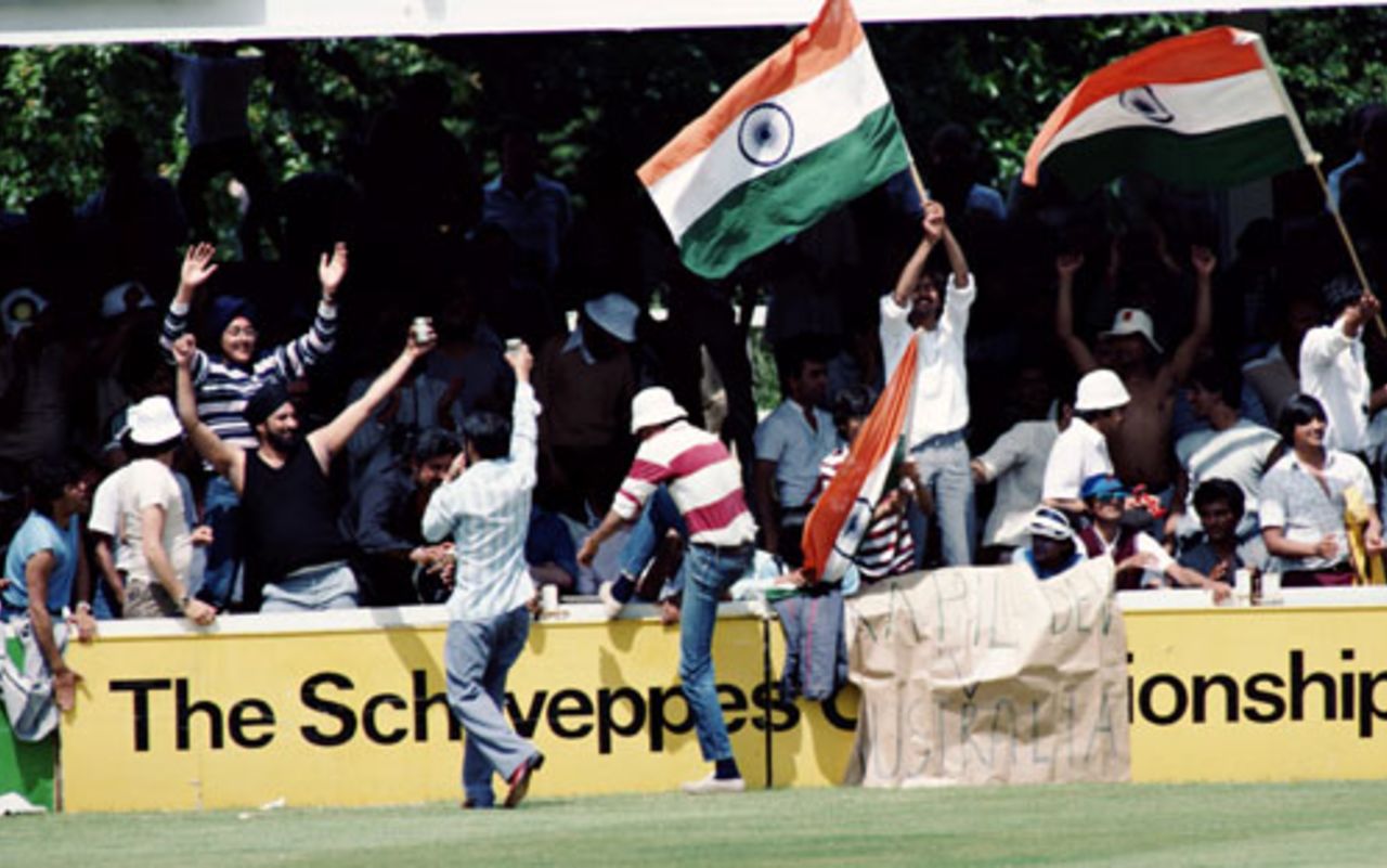 Fans celebrate as India coast to victory, India v Zimbabwe, Leicester, June 11, 1983