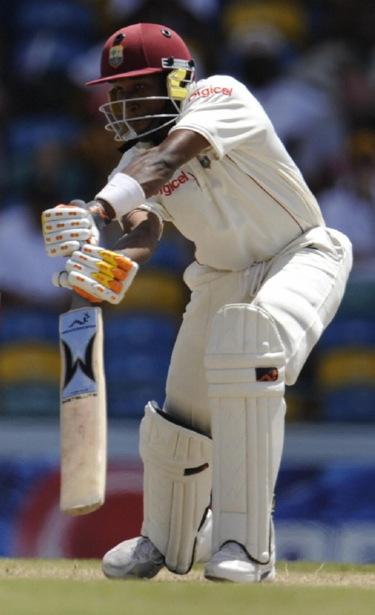 Dwayne Bravo drives through the off side, West Indies v Australia, 3rd Test, Barbados, 5th day, June 16, 2008