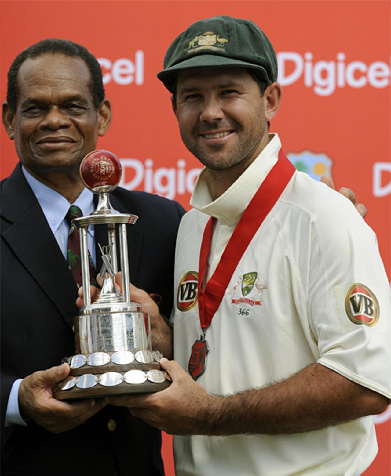 Ricky Ponting accepts the series trophy, West Indies v Australia, 3rd Test, Barbados, 5th day, June 16, 2008